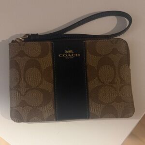 Coach Signature Brown and Black Wristlet
